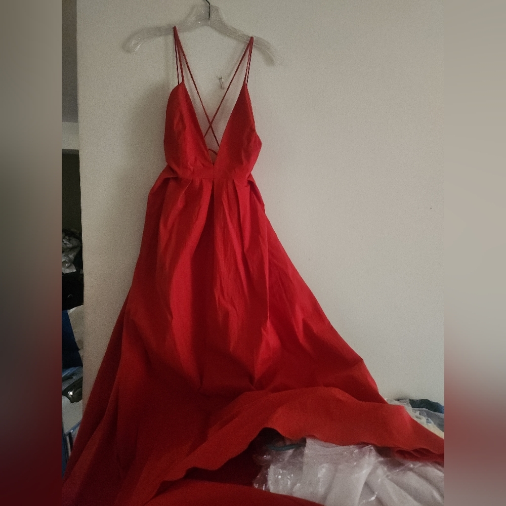 Zara Open Back Dress Strappy Ajustable Straps Pockets red Zw Collection Sz M NWT - Picture 3 of 16